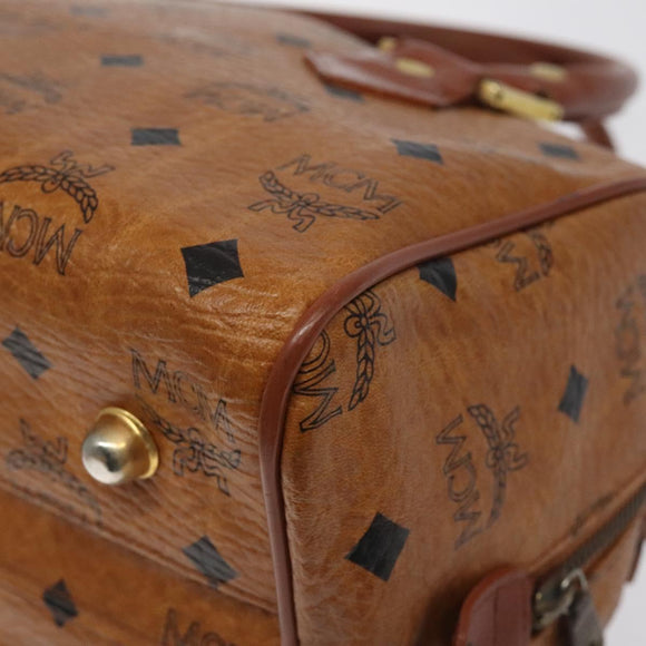 MCM Logogram Vicetos Hand Bag PVC Leather Brown Gold Auth 126915