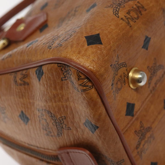 MCM Logogram Vicetos Hand Bag PVC Leather Brown Gold Auth 126915