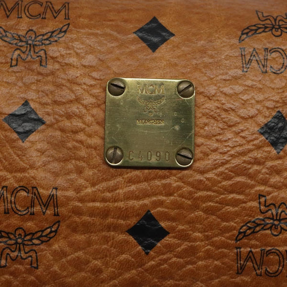 MCM Logogram Vicetos Hand Bag PVC Leather Brown Gold Auth 126915