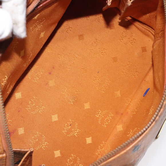 MCM Logogram Vicetos Hand Bag PVC Leather Brown Gold Auth 126915