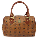 MCM Logogram Vicetos Hand Bag PVC Leather Brown Gold Auth 126915-13