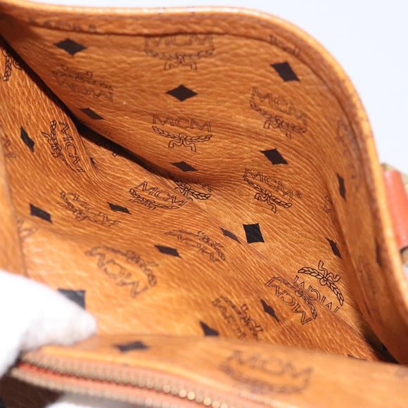 MCM Logogram Vicetos Hand Bag PVC Leather Brown Gold Auth 126915