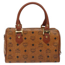 MCM Logogram Vicetos Hand Bag PVC Leather Brown Gold Auth 126915-2