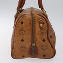 MCM Logogram Vicetos Hand Bag PVC Leather Brown Gold Auth 126915-3