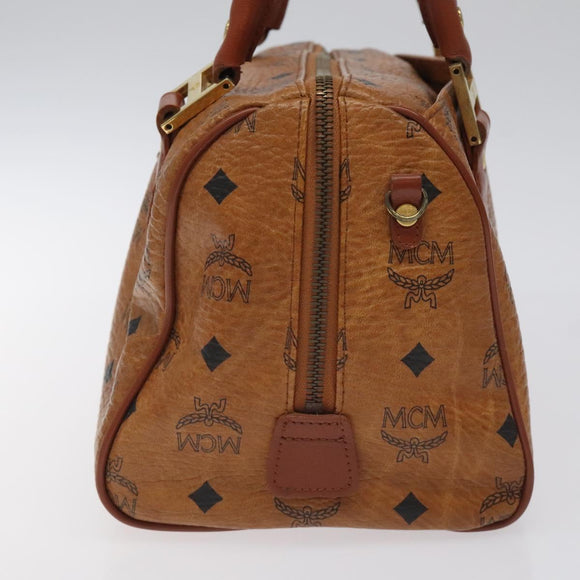 MCM Logogram Vicetos Hand Bag PVC Leather Brown Gold Auth 126915