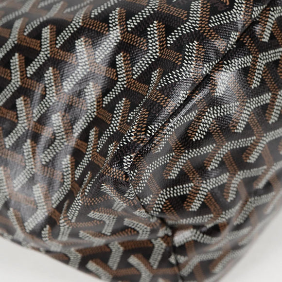 GOYARD Herringbone Saint Louis PM Tote Bag PVC Leather Black Brown Auth 126920M