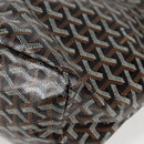 GOYARD Herringbone Saint Louis PM Tote Bag PVC Leather Black Brown Auth 126920M-11