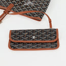 GOYARD Herringbone Saint Louis PM Tote Bag PVC Leather Black Brown Auth 126920M-17