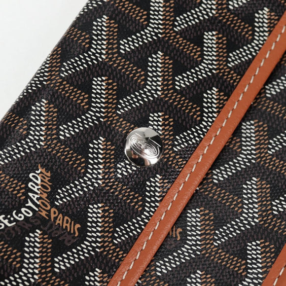 GOYARD Herringbone Saint Louis PM Tote Bag PVC Leather Black Brown Auth 126920M