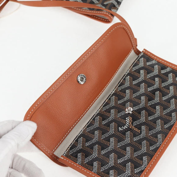 GOYARD Herringbone Saint Louis PM Tote Bag PVC Leather Black Brown Auth 126920M