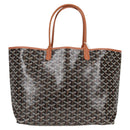 GOYARD Herringbone Saint Louis PM Tote Bag PVC Leather Black Brown Auth 126920M-3