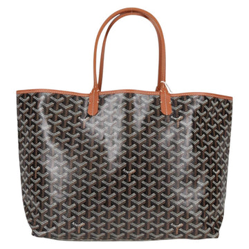 GOYARD Herringbone Saint Louis PM Tote Bag PVC Leather Black Brown Auth 126920SM - 0