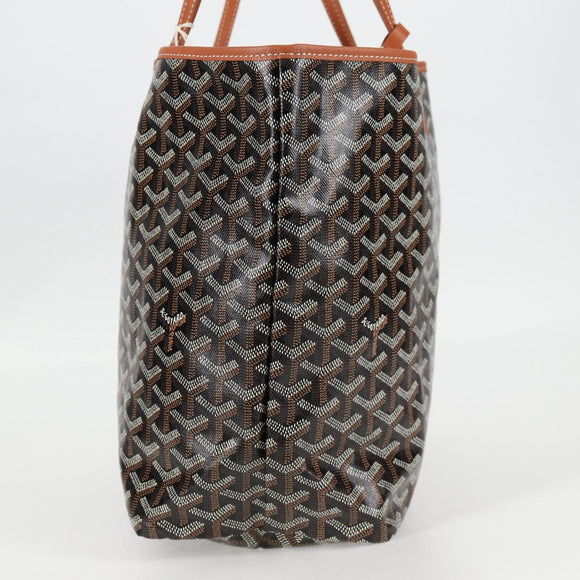 GOYARD Herringbone Saint Louis PM Tote Bag PVC Leather Black Brown Auth 126920M