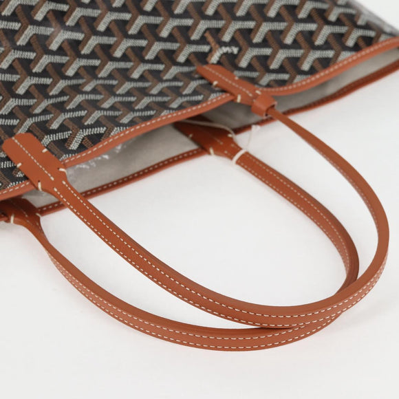 GOYARD Herringbone Saint Louis PM Tote Bag PVC Leather Black Brown Auth 126920M