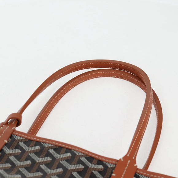GOYARD Herringbone Saint Louis PM Tote Bag PVC Leather Black Brown Auth 126920M