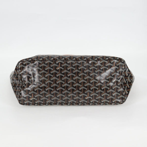 GOYARD Herringbone Saint Louis PM Tote Bag PVC Leather Black Brown Auth 126920M