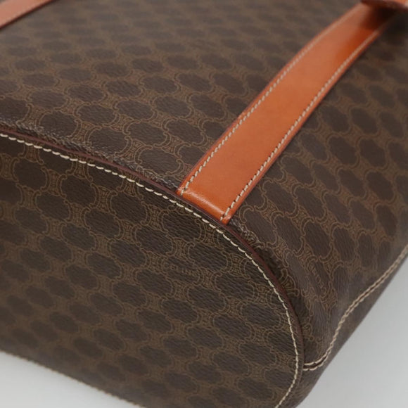 CELINE Macadam Canvas Shoulder Bag PVC Brown Gold Auth 126921