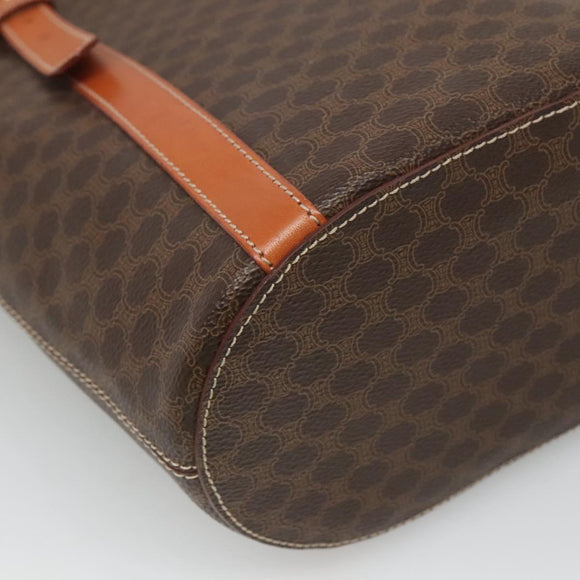 CELINE Macadam Canvas Shoulder Bag PVC Brown Gold Auth 126921