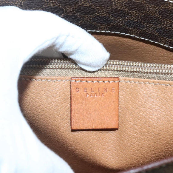 CELINE Macadam Canvas Shoulder Bag PVC Brown Gold Auth 126921