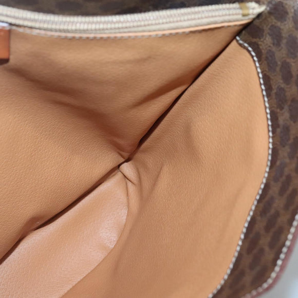 CELINE Macadam Canvas Shoulder Bag PVC Brown Gold Auth 126921