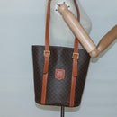 CELINE Macadam Canvas Shoulder Bag PVC Brown Gold Auth 126921-22