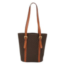 CELINE Macadam Canvas Shoulder Bag PVC Brown Gold Auth 126921-2