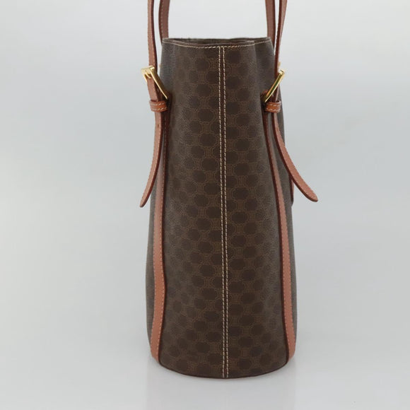 CELINE Macadam Canvas Shoulder Bag PVC Brown Gold Auth 126921
