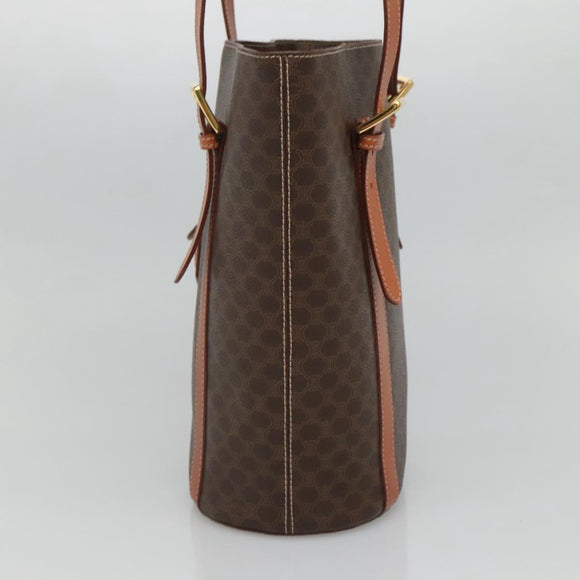 CELINE Macadam Canvas Shoulder Bag PVC Brown Gold Auth 126921
