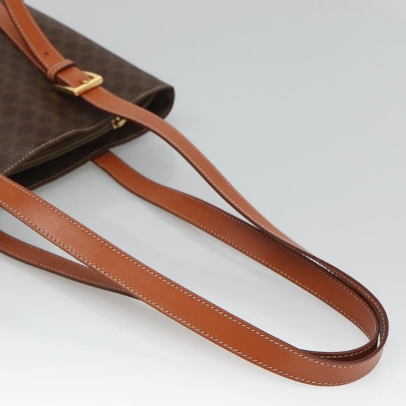 CELINE Macadam Canvas Shoulder Bag PVC Brown Gold Auth 126921
