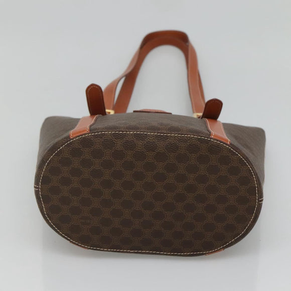 CELINE Macadam Canvas Shoulder Bag PVC Brown Gold Auth 126921