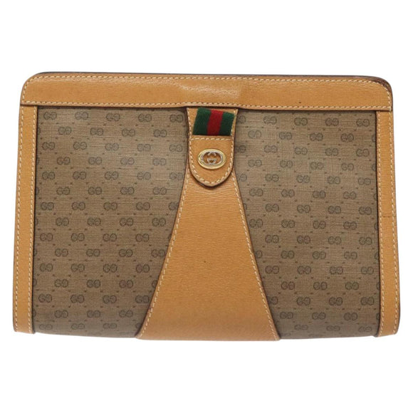 GUCCI Micro GG Supreme Web Sherry Line Bag PVC Beige 156 01 032 Auth 126935