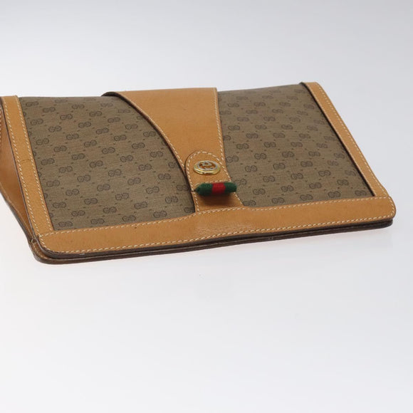 GUCCI Micro GG Supreme Web Sherry Line Bag PVC Beige 156 01 032 Auth 126935