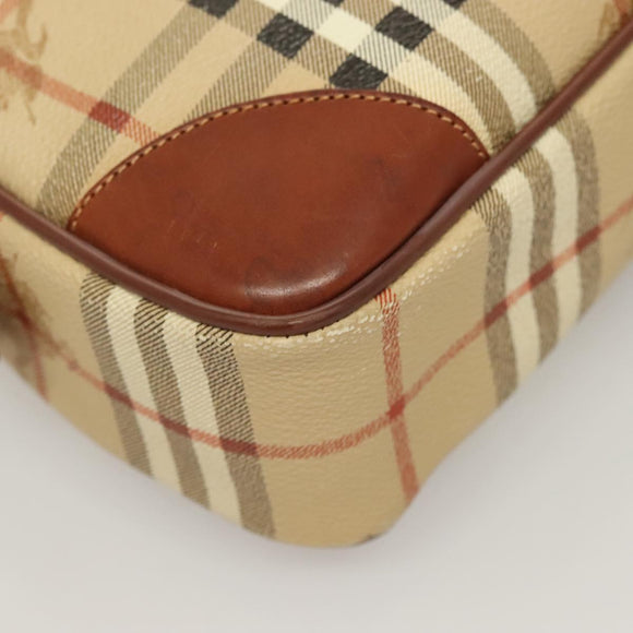 Burberrys Nova Check Business Bag PVC Beige Gold Auth 126937