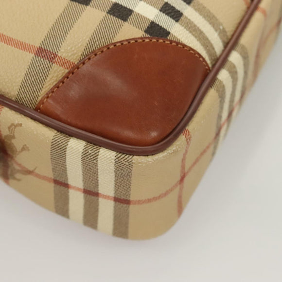 Burberrys Nova Check Business Bag PVC Beige Gold Auth 126937