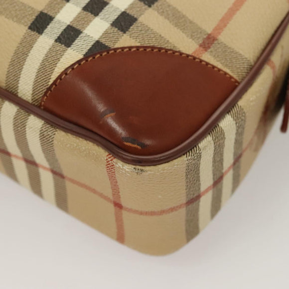 Burberrys Nova Check Business Bag PVC Beige Gold Auth 126937