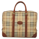 Burberrys Nova Check Business Bag PVC Beige Gold Auth 126937-13