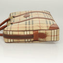 Burberrys Nova Check Business Bag PVC Beige Gold Auth 126937-4