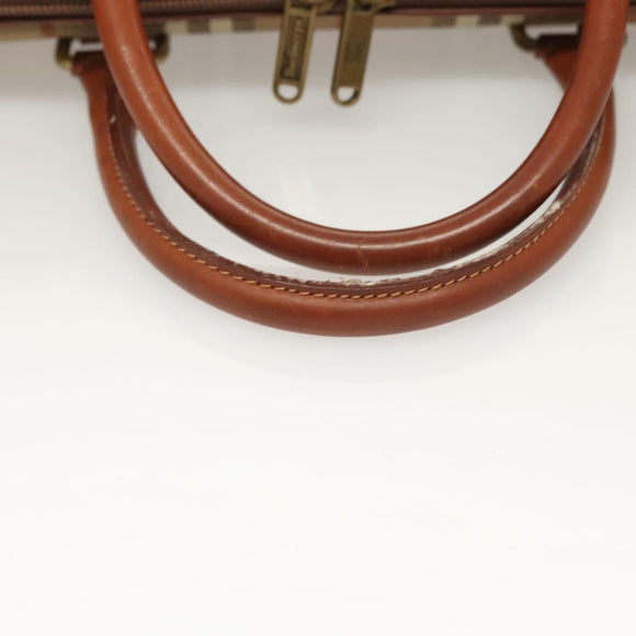 Burberrys Nova Check Business Bag PVC Beige Gold Auth 126937