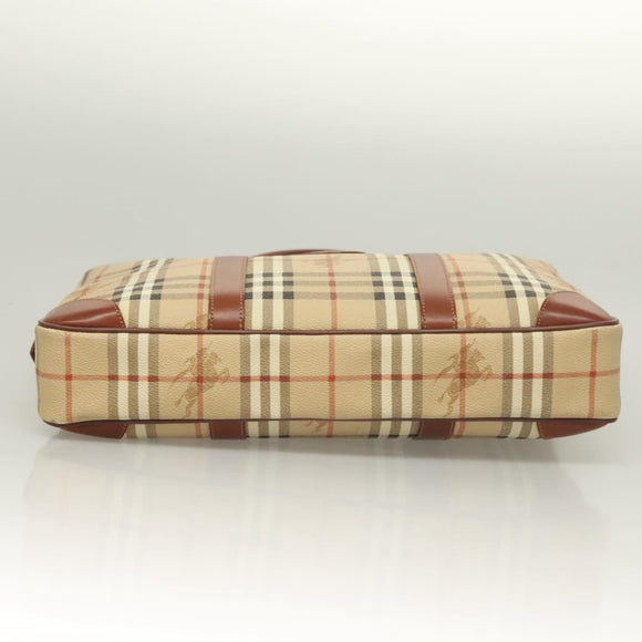 Burberrys Nova Check Business Bag PVC Beige Gold Auth 126937