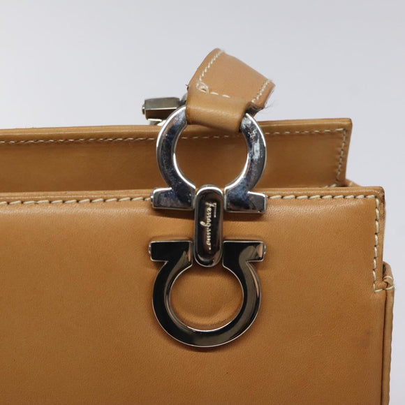 Salvatore Ferragamo Gancini Shoulder Bag Leather Brown Silver Auth 126938