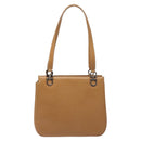 Salvatore Ferragamo Gancini Shoulder Bag Leather Brown Silver Auth 126938-13