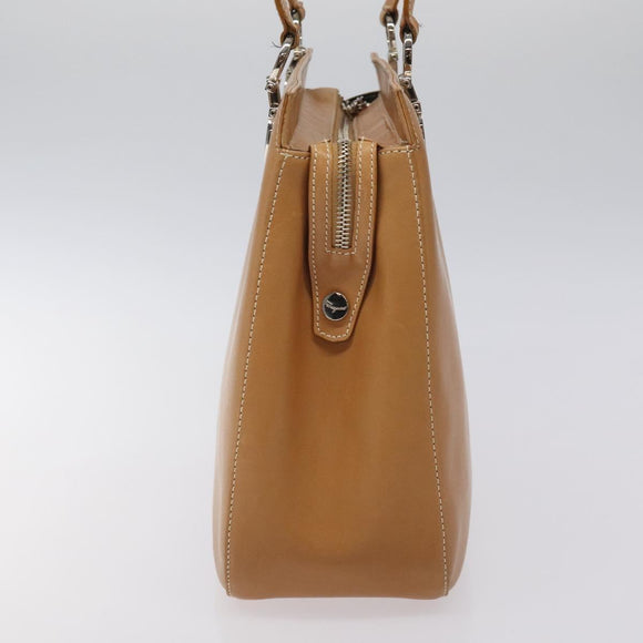 Salvatore Ferragamo Gancini Shoulder Bag Leather Brown Silver Auth 126938