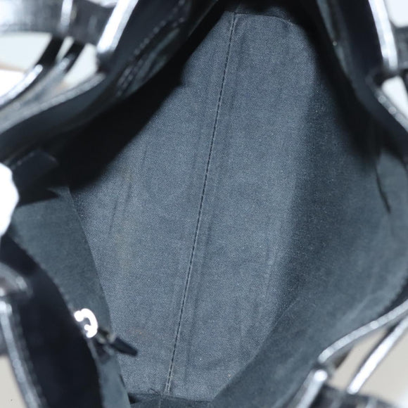 GUCCI GG Canvas Hand Bag Black Silver 107757 Auth 126939