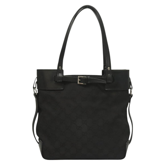 GUCCI GG Canvas Hand Bag Black Silver 107757 Auth 126939