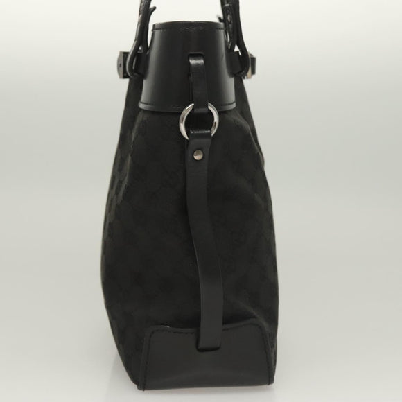 GUCCI GG Canvas Hand Bag Black Silver 107757 Auth 126939