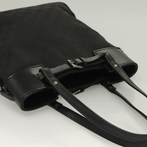 GUCCI GG Canvas Hand Bag Black Silver 107757 Auth 126939