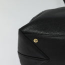 MCM Studs Tote Bag Leather Black Gold Auth 126948-15