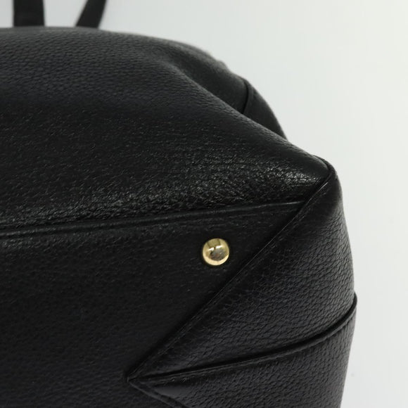 MCM Studs Tote Bag Leather Black Gold Auth 126948