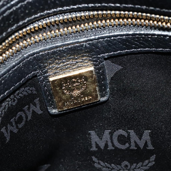 MCM Studs Tote Bag Leather Black Gold Auth 126948