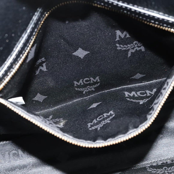 MCM Studs Tote Bag Leather Black Gold Auth 126948